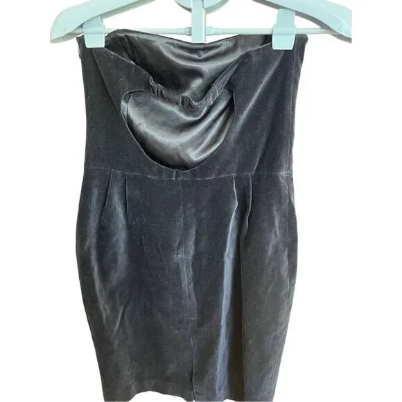 Club Monaco strapless black velvet open back dress sz 8 - Picture 2 of 4